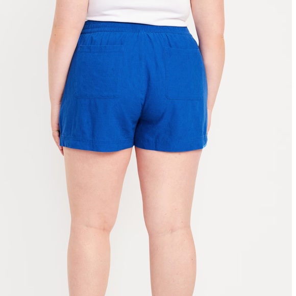 NWT OLD NAVY Matching High-Waisted Striped Linen-Blen--3.5-inch in: Sapphire Sky - Picture 6 of 7